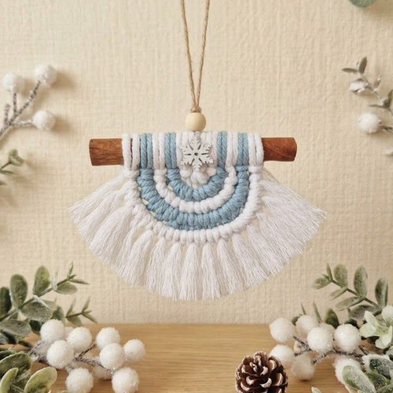 Boho Semi Luna Decoration - White & Blue