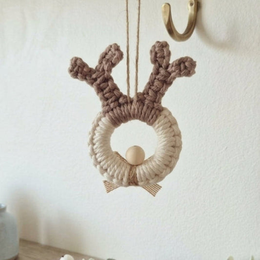 Reindeer Christmas Decoration - Mocha & Cream