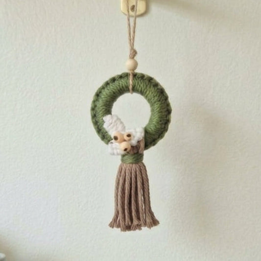 Macrame Tassel Christmas Decoration - Green & Brown