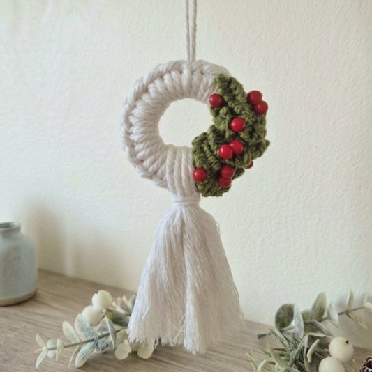 Macrame Tassel Christmas Decoration - White