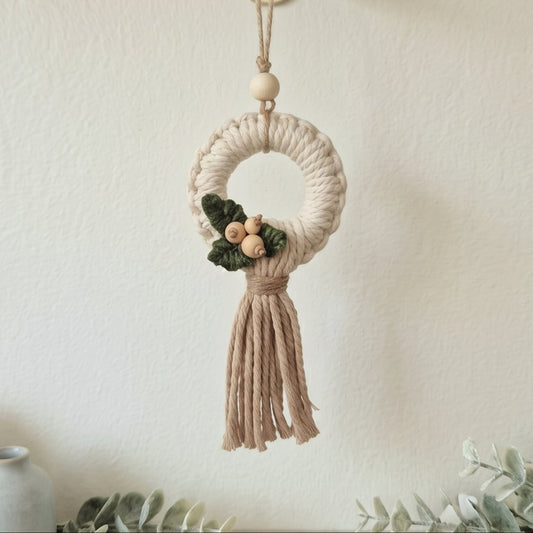 Macrame Tassel Christmas Decoration - Cream