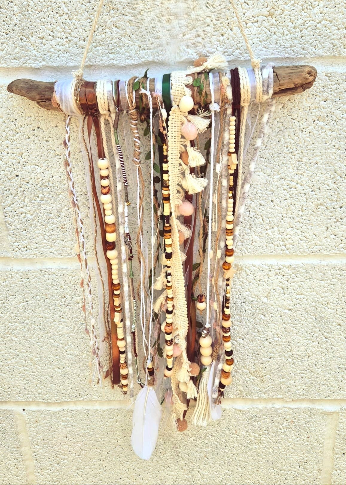 Feather Boho Driftwood Wall Hanging